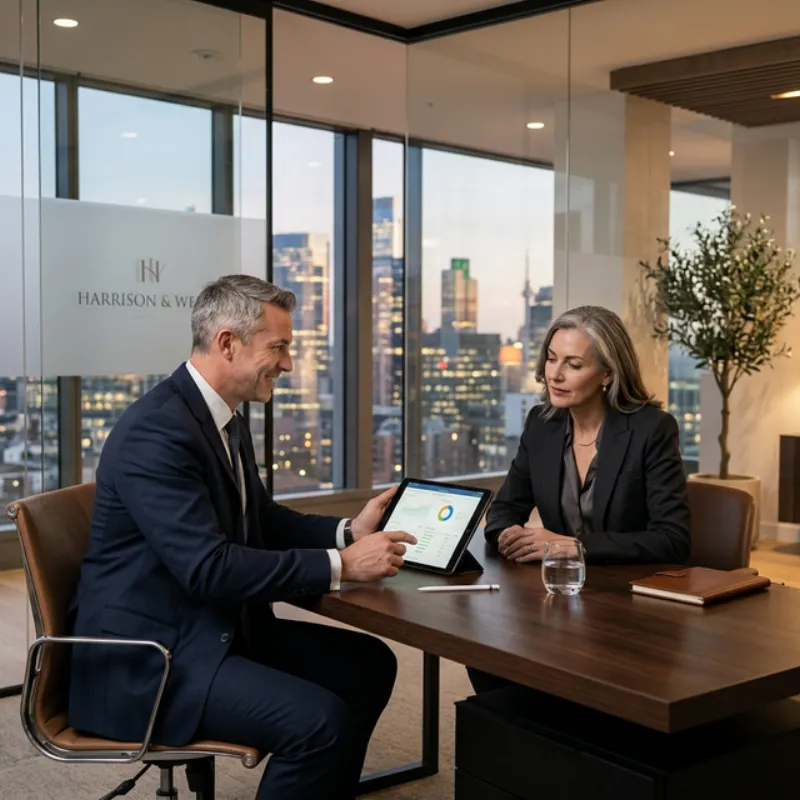 Wealth advisor reviewing tax strategies with client